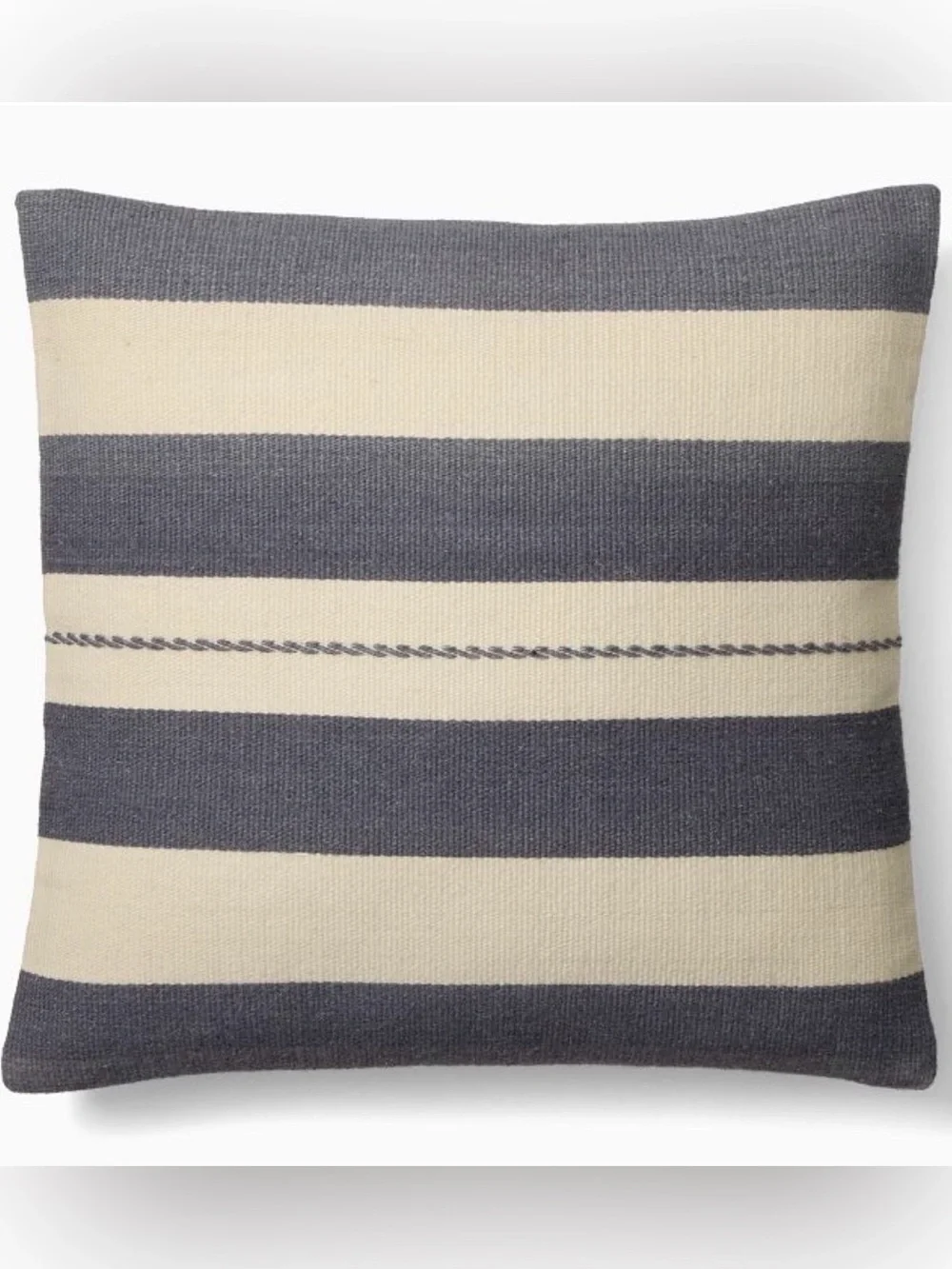 West Elm Broad Wool Stripe Pillow Cover 20x20 Graphite NWT Rare Handwoven